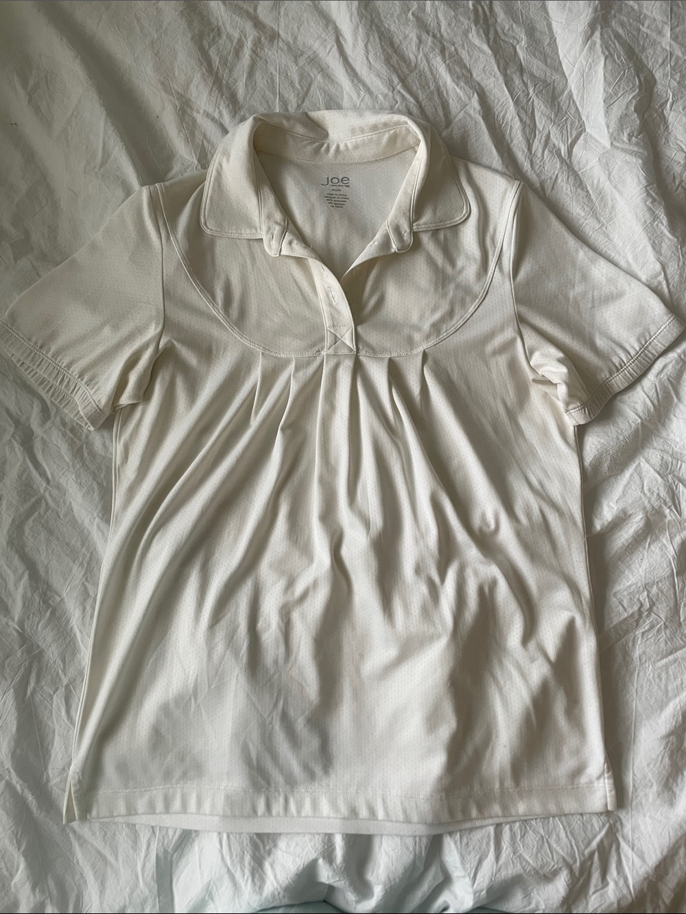 White Short-Sleeve Polo Top